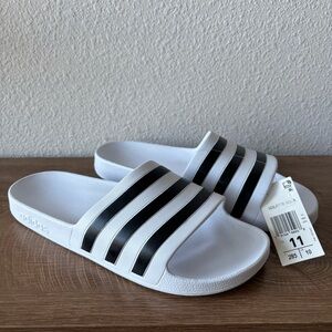 Adidas Adilette Aqua Slides, White/Black, Size 11